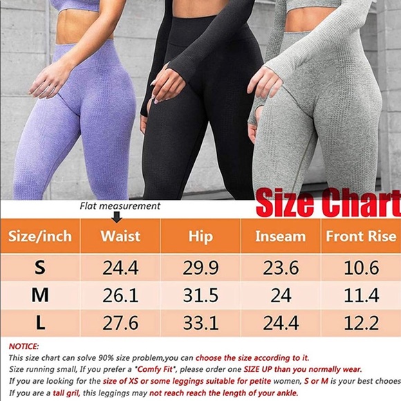 Black High Waisted Leggings Seamless Tights Medium - Picture 4 of 4